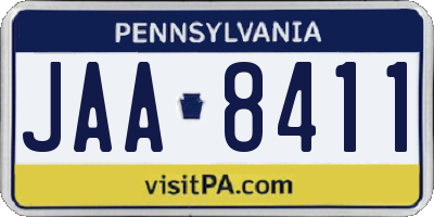 PA license plate JAA8411