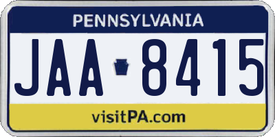 PA license plate JAA8415