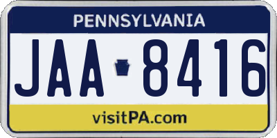 PA license plate JAA8416