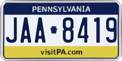 PA license plate JAA8419