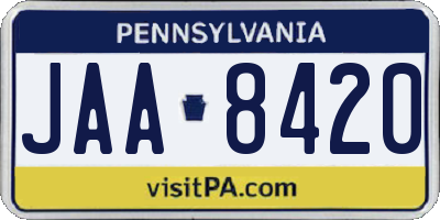 PA license plate JAA8420