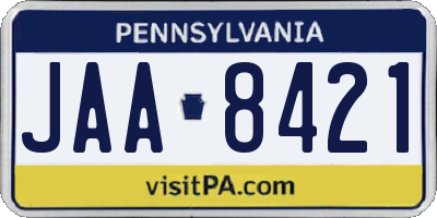 PA license plate JAA8421