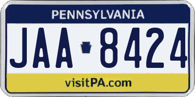 PA license plate JAA8424