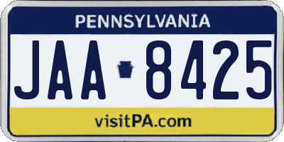 PA license plate JAA8425