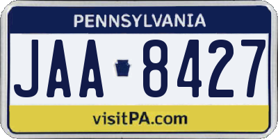 PA license plate JAA8427