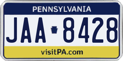 PA license plate JAA8428