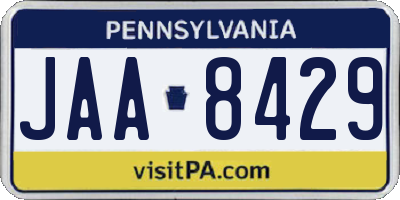 PA license plate JAA8429