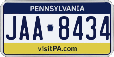 PA license plate JAA8434