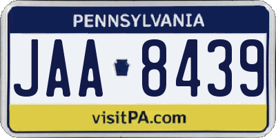 PA license plate JAA8439