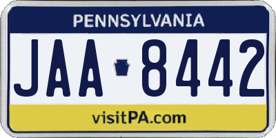 PA license plate JAA8442