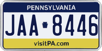 PA license plate JAA8446