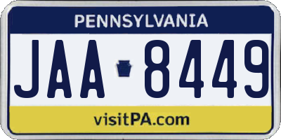 PA license plate JAA8449