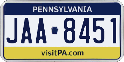 PA license plate JAA8451