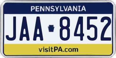 PA license plate JAA8452