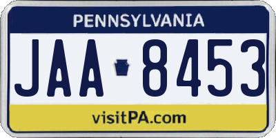 PA license plate JAA8453