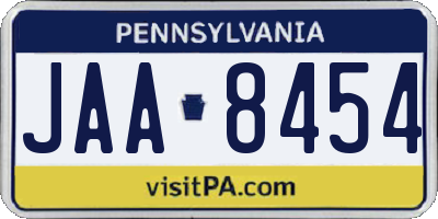 PA license plate JAA8454