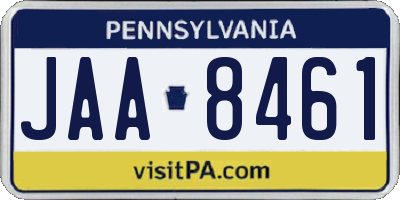 PA license plate JAA8461