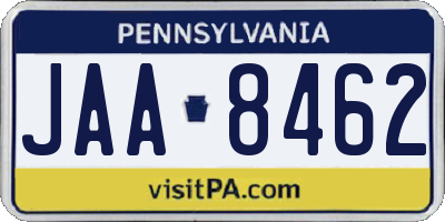 PA license plate JAA8462