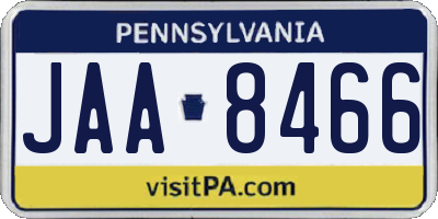 PA license plate JAA8466