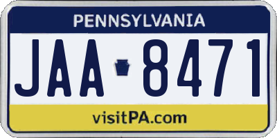 PA license plate JAA8471