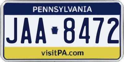 PA license plate JAA8472