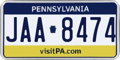 PA license plate JAA8474