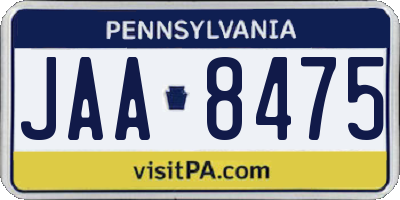 PA license plate JAA8475