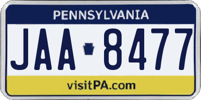 PA license plate JAA8477