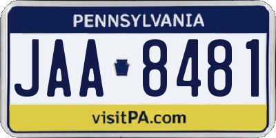 PA license plate JAA8481