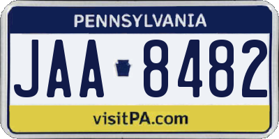 PA license plate JAA8482