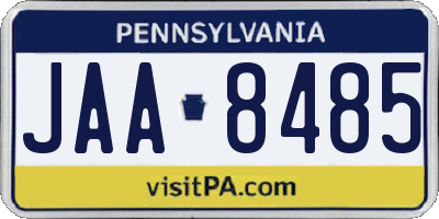 PA license plate JAA8485