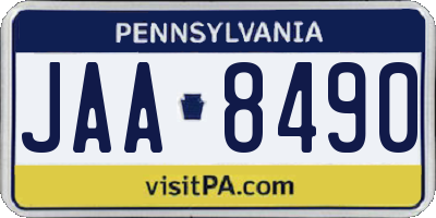 PA license plate JAA8490