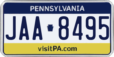 PA license plate JAA8495