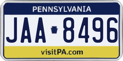 PA license plate JAA8496