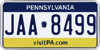 PA license plate JAA8499