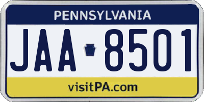 PA license plate JAA8501