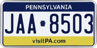 PA license plate JAA8503