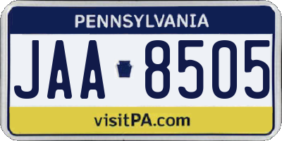 PA license plate JAA8505