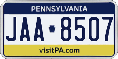 PA license plate JAA8507