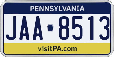 PA license plate JAA8513