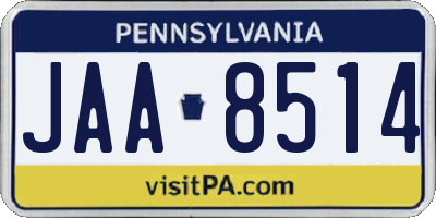 PA license plate JAA8514