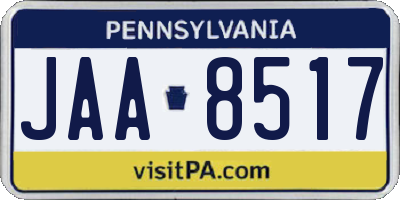 PA license plate JAA8517