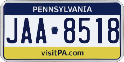 PA license plate JAA8518