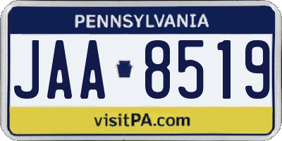 PA license plate JAA8519