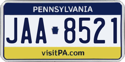 PA license plate JAA8521