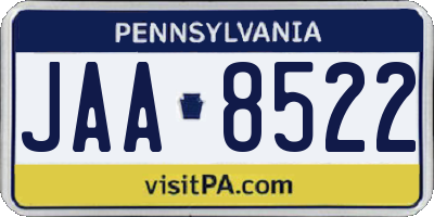 PA license plate JAA8522