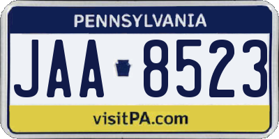 PA license plate JAA8523