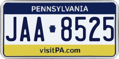 PA license plate JAA8525