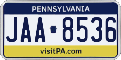 PA license plate JAA8536