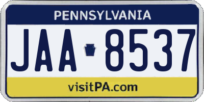 PA license plate JAA8537